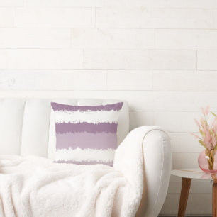 Mauve, White Abstract Stripes Cushion