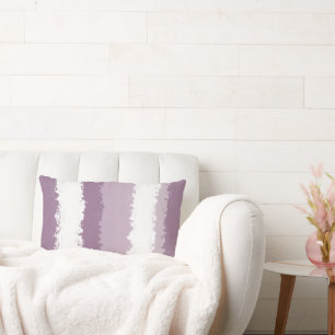 Mauve, White Abstract Stripes  Lumbar Cushion