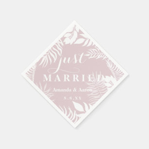 Mauve White Floral Pink Pastel Just Married Napkin