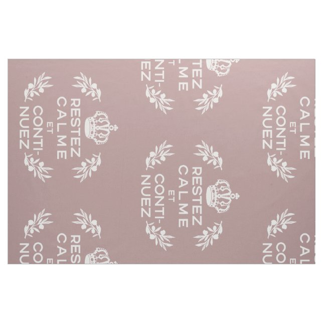 mauve white French Script Keep Calm and Carry On Fabric (Fat Quarter)