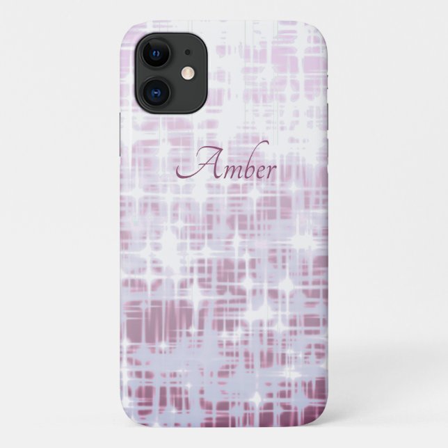 Mauve White Gradient Glow Sparkles Personalised Case-Mate iPhone Case (Back)