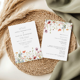 Mauve Wildflower All In One Wedding Invitation