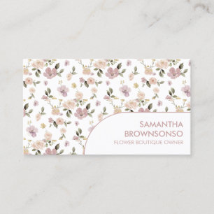 Mauve Wildflower Pattern Curved Arch Panel Florist Business Card