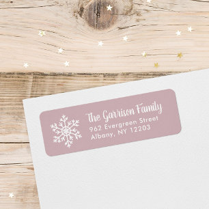 Mauve Winter Snowflake Holiday Return Address Label