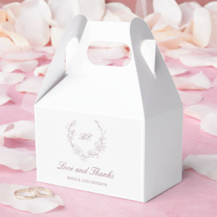 Mauve Wreath Monogram Elegant Wedding Favour Box