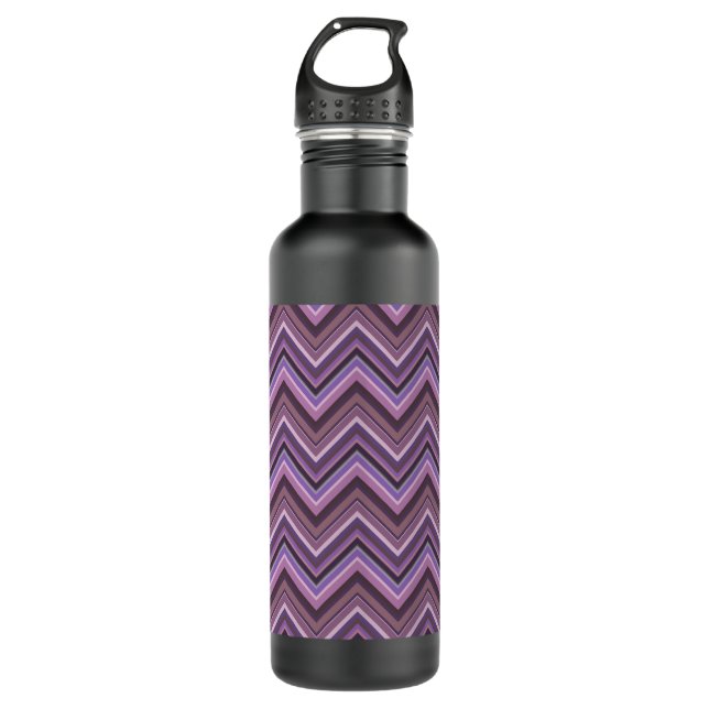 Mauve zigzag stripes 710 ml water bottle (Front)