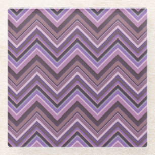 Mauve zigzag stripes glass coaster
