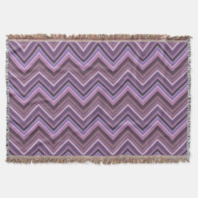 Mauve zigzag stripes throw blanket (Front)