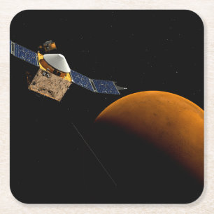 Maven Spacecraft. Square Paper Coaster