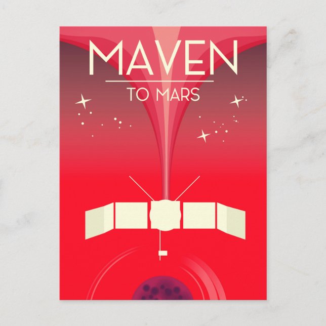 MAVEN - to Mars space art. Postcard (Front)