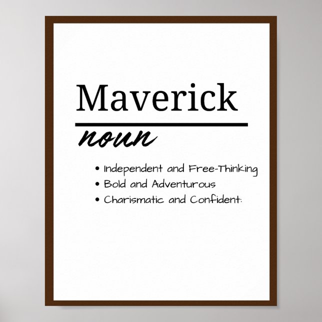Maverick, Boy Personalised Name Definition Poster (Front)
