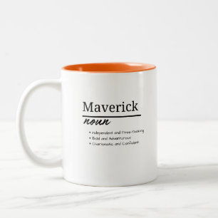 Maverick, Boy Personalized Name Definition Two-Tone Coffee Mug