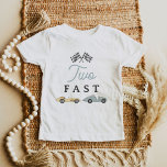 MAVERICK Vintage Blue Yellow Race Car Pit Crew Tod Toddler T-Shirt<br><div class="desc">This toddler t shirt features vintage blue and yellow race cars with the words,  'two fast'. This kid t shirt is the perfect addition to a two fast racing themed second birthday party. Grab the matching 'pit crew' shirts in the Maverick collection for a full family look.</div>