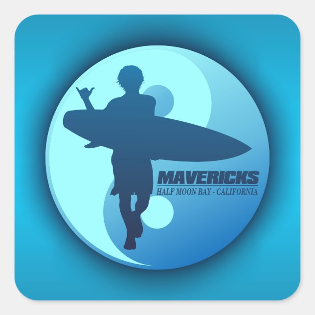 Mavericks -Half Moon Bay (Blue) Square Sticker (Front)