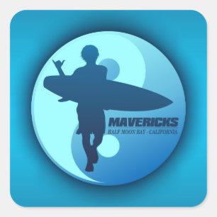 Mavericks -Half Moon Bay (Blue) Square Sticker