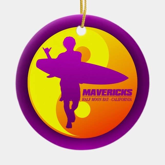 Mavericks -Half Moon Bay (Sunburst) Ceramic Ornament (Front)