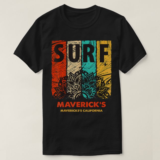 MAVERICKS Retro Surf  Vintage Mandala Gift  T-Shirt (Design Front)