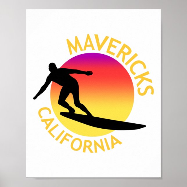 Mavericks Surfing California Vacation  Poster (Front)