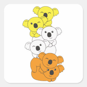 Maverique Flag Pride Lgbtq Cute Koala Pile Square Sticker