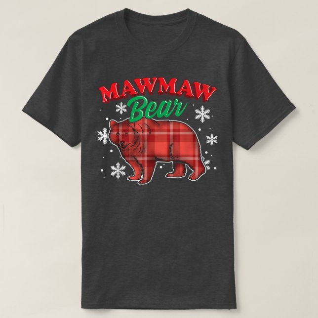 Mawmaw Bear Buffalo Plaid Gift Matching Bear Famil T-Shirt (Design Front)