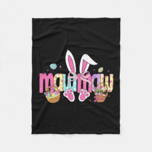 Mawmaw Bow Bunny Ears Easter Fleece Blanket