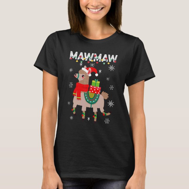 Mawmaw  Christmas Llama Lights Matching Family T-Shirt (Front)