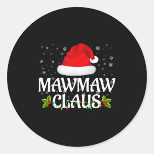Mawmaw Claus Christmas Lights Santa Pajama Family  Classic Round Sticker