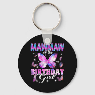 Mawmaw Of The Birthday Girl Butterfly Family Key Ring