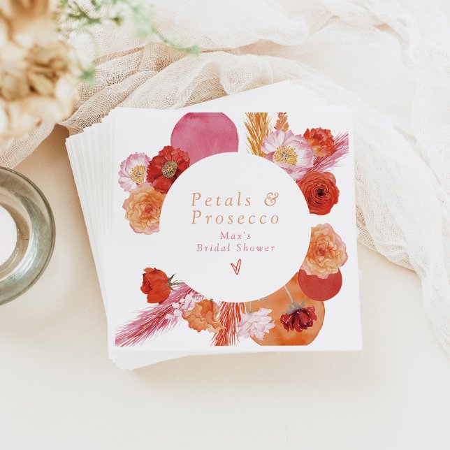 MAX Bright Floral Petals & Prosecco Bridal Shower Napkin (Creator Uploaded)
