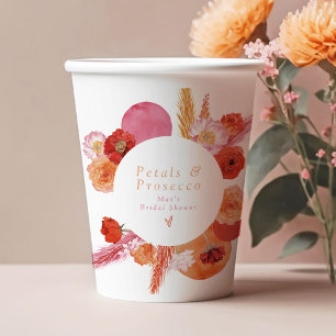 MAX Bright Floral Petals & Prosecco Bridal Shower Paper Cups