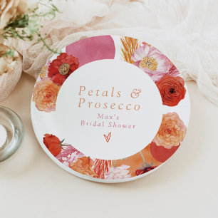 MAX Bright Floral Petals & Prosecco Bridal Shower Paper Plate