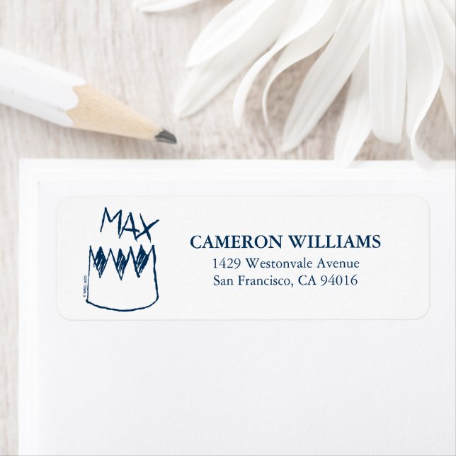 Max & Crown Sketch Return Address Label (Insitu)