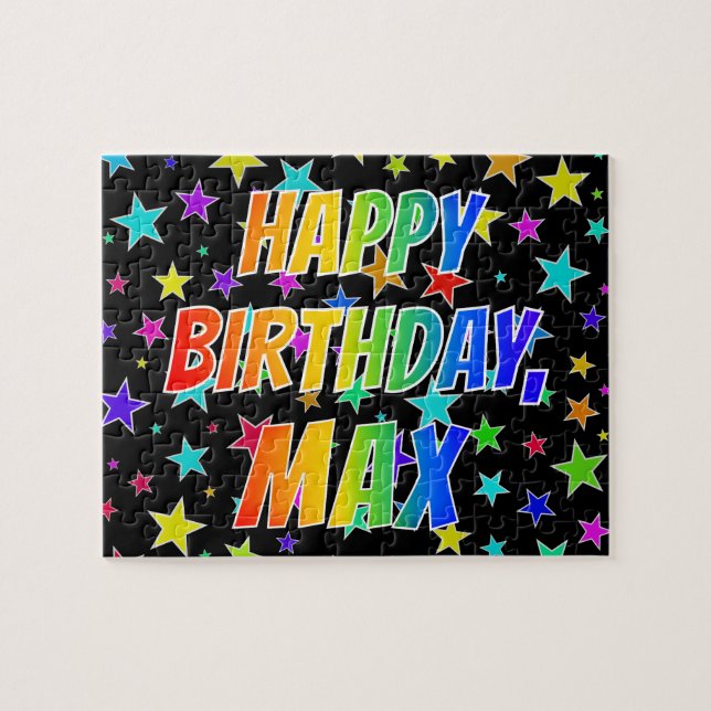 "MAX" First Name, Fun "HAPPY BIRTHDAY" Jigsaw Puzzle (Horizontal)