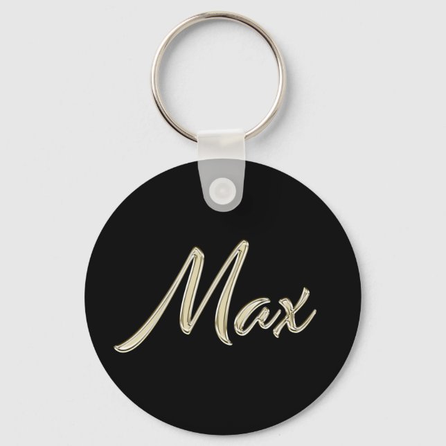 Max Name whitegold Button Schlüsselanhänger Key Ring (Front)