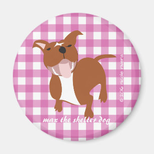 Max Pink Gingham 2¼ Inch Round Magnet