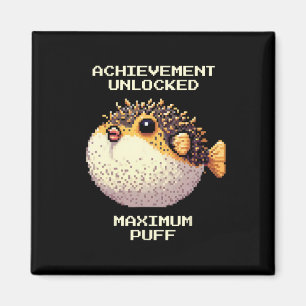 Max Puff Achieved Pixel Pufferfish Retro Gamer Art Magnet