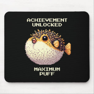 Max Puff Achieved Pixel Pufferfish Retro Gamer Art Mouse Pad