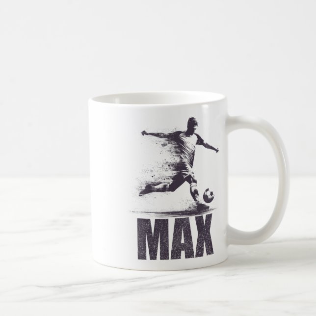 Max Soccer Boys Personalised First Name Max  Coffee Mug (Right)