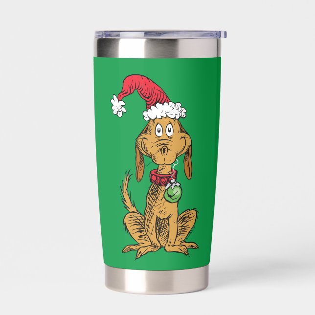 Max the Dog in Santa Hat Insulated Tumbler (Left)