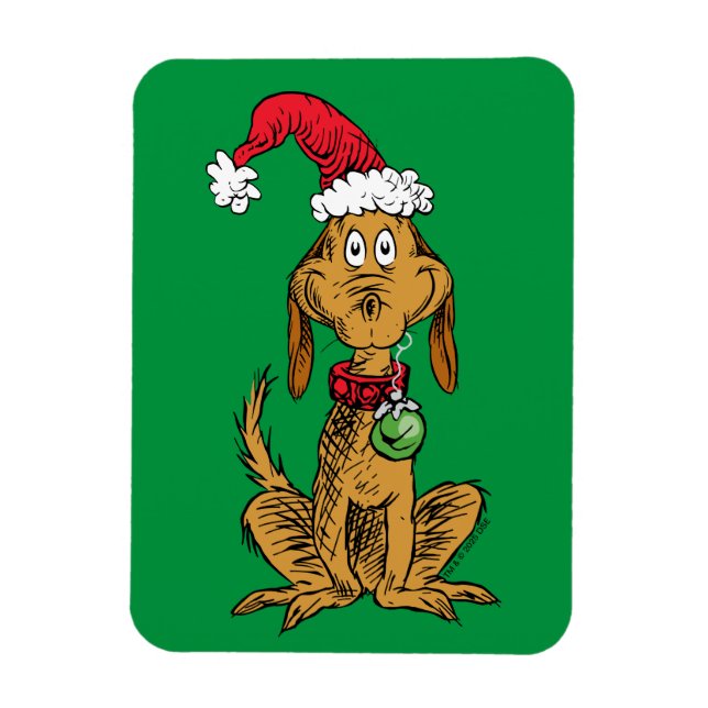 Max the Dog in Santa Hat Magnet (Vertical)
