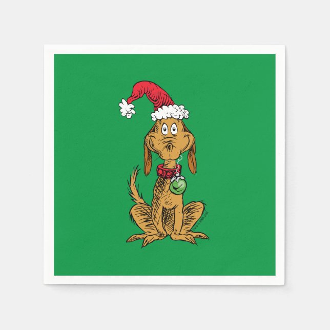 Max the Dog in Santa Hat Napkin (Front)