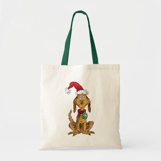Max the Dog in Santa Hat Tote Bag (Front)