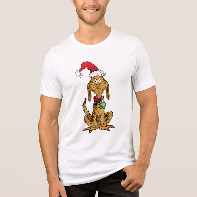 Max the Dog in Santa Hat Tri-Blend Shirt (Front)