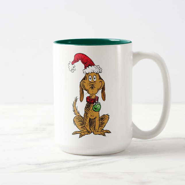 Max the Dog in Santa Hat Two-Tone Coffee Mug (Right)