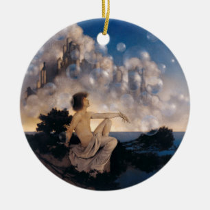 Maxfield Parrish Air Castles 1904 Vintage Fantasy  Ceramic Ornament