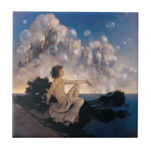 Maxfield Parrish Air Castles 1904 Vintage Fantasy  Ceramic Tile