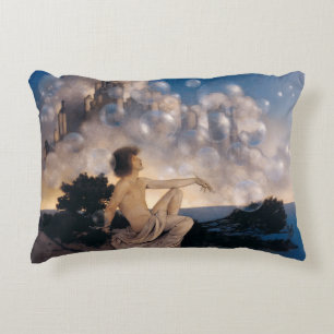 Maxfield Parrish Air Castles 1904 Vintage Fantasy  Decorative Cushion