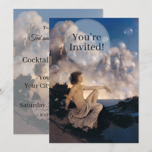 Maxfield Parrish Air Castles 1904 Vintage Fantasy  Invitation