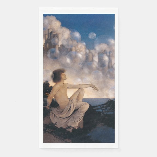 Maxfield Parrish Air Castles 1904 Vintage Fantasy  Napkin (Front)