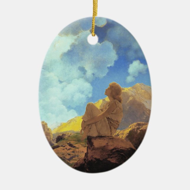 Maxfield Parrish Morning 1922 Cloud Blue Fine Art Ceramic Ornament (Front)
